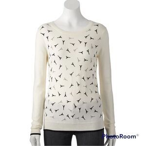 Elle Off white black French flair Eiffel Tower lightweight sweater